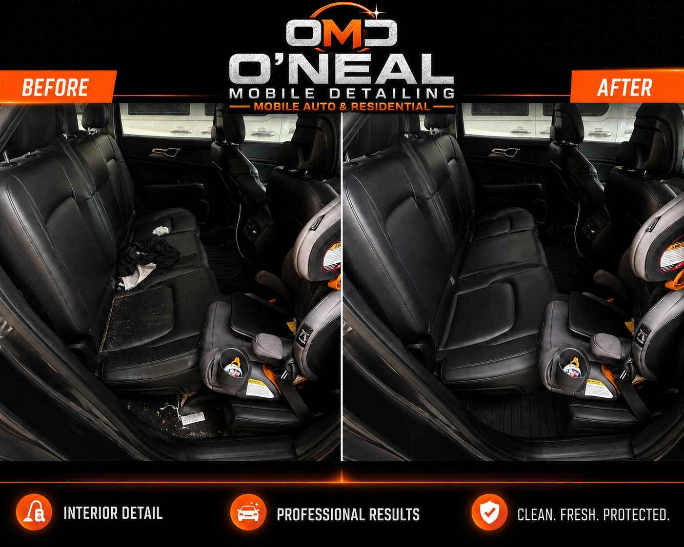 Before and after interior detail